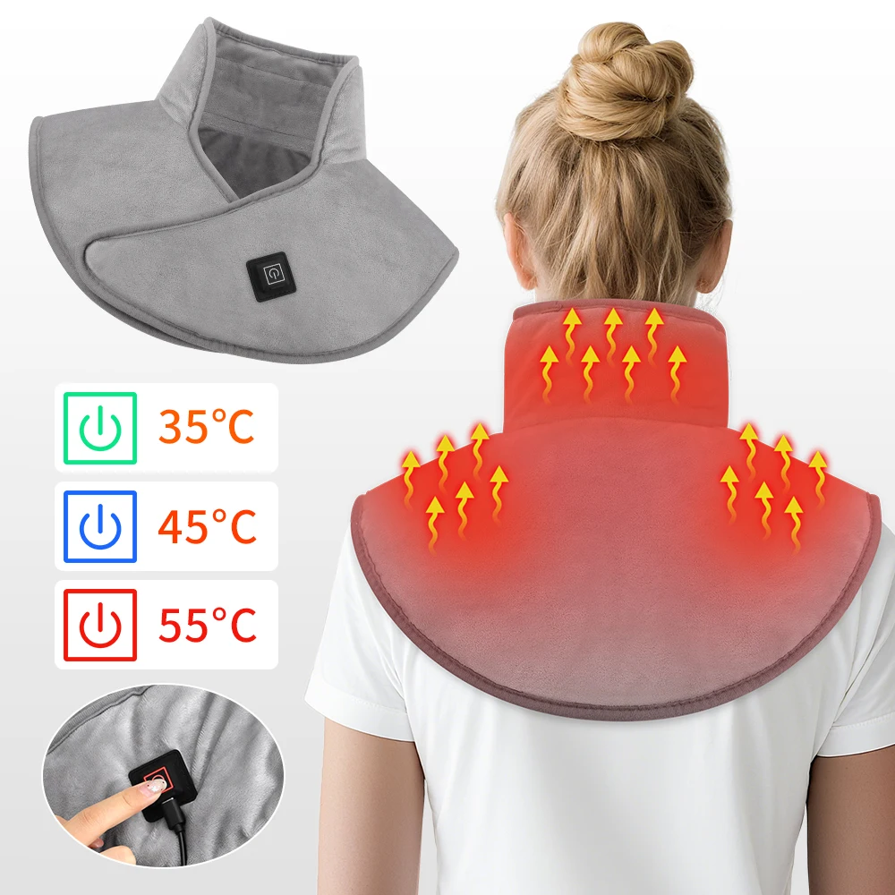 Electric Heating Shoulder Neck Pads Cervical Shawl Massager USB Cervical Brace Wrap Thermal Compress Relieve Fatigue Warm Back