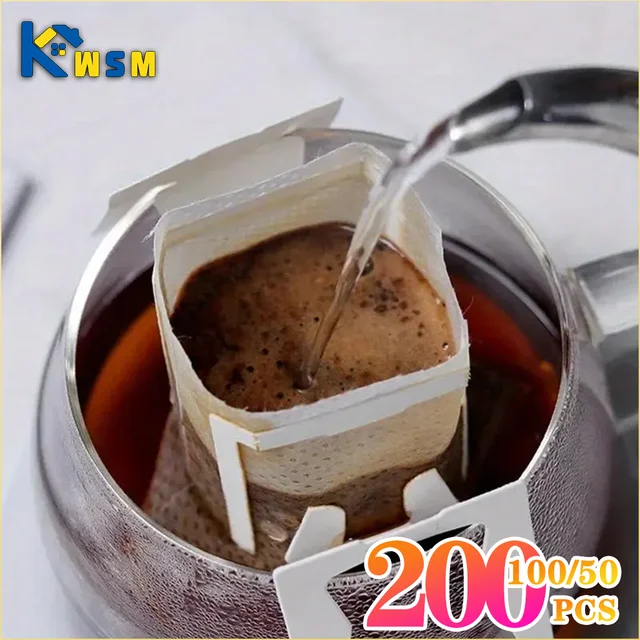Biodegradable Coffee Filter Bags Disposable Drip Brewing Tool for Coffee Tea Travel Office Home Use Fast Flow Paper Filters