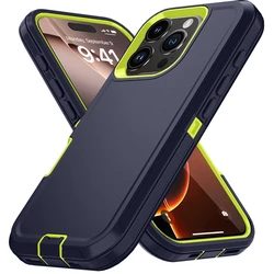Ultimate Shockproof Defender Phone Case - Enhanced Protection and Sleek Design - iPhone 13 Pro Max (Dark Blue - Green)