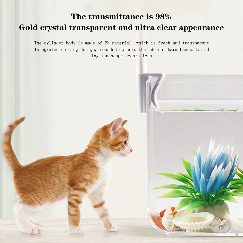 Betta Fish Tank Small Fish Tank With Wall Mounted Filter LED Clamp Light High Transparency Aquarium Starter Kits For Office Livi fish aquarium