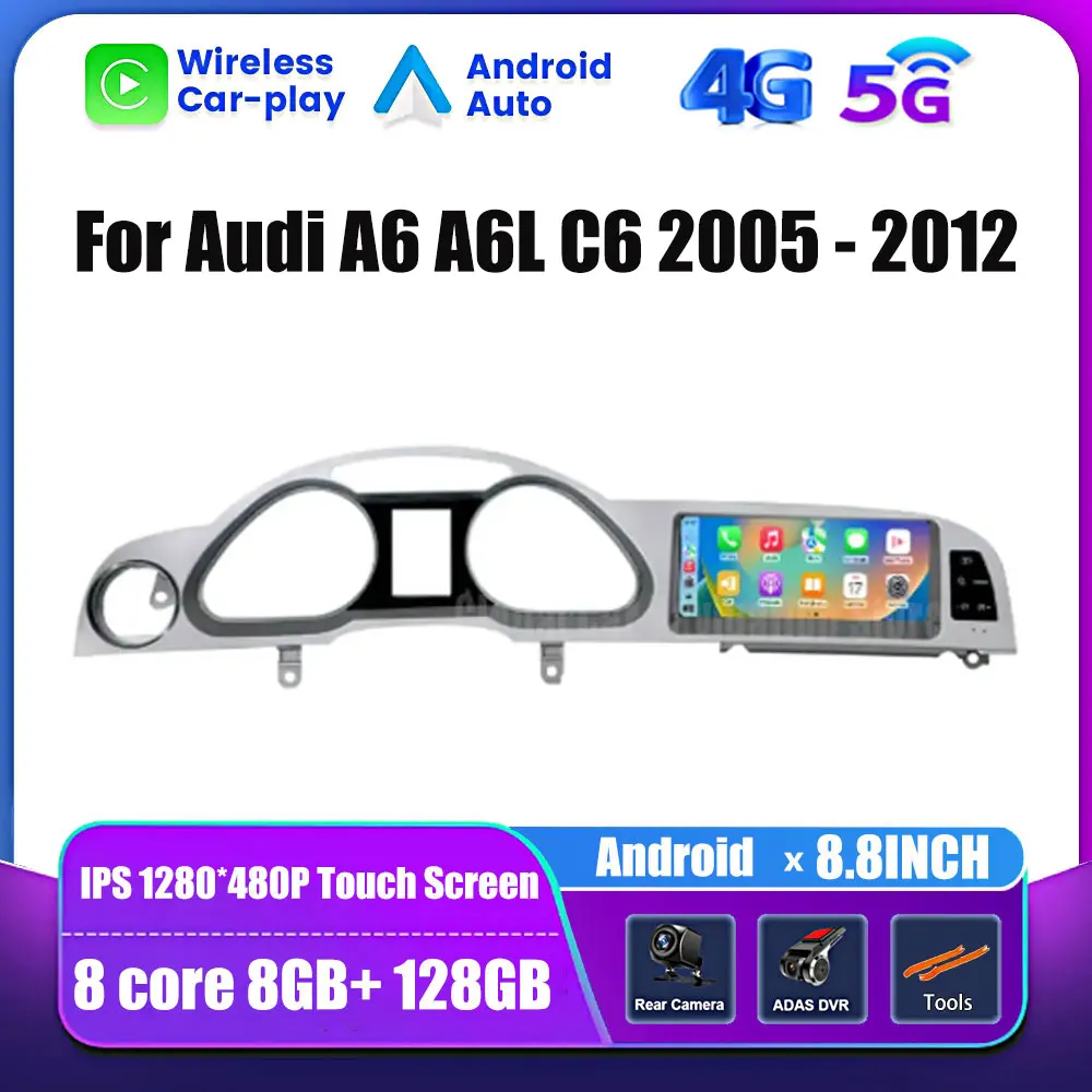 

Android 13 ,8.8 '' 4G Lte For Audi A6 A6L C6 2005 - 2012 Car Radio Video Car Multimedia GPS Navigation Android Auto Carplay