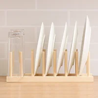 Kitchen Drain Rack Locker Bamboo Wooden Plate Dish Plates/Cutting Boards/Plates/Cups Home Convenience Portable Small Tools 1