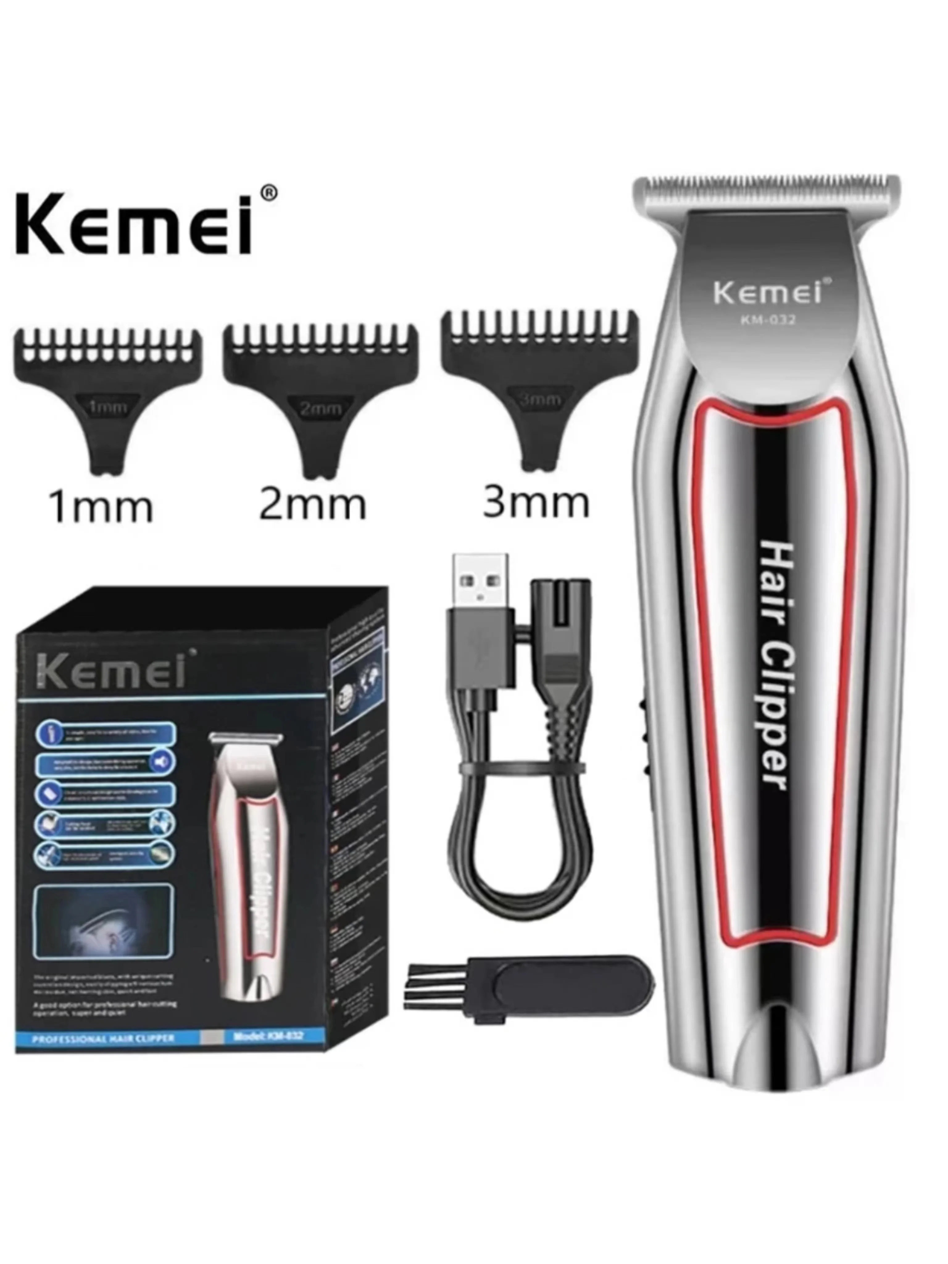 Hair Trimmer Kemei Professional Hair Trimmer Electric Beard Trimmer For Men Hair Clipper Cutter Machine Haircut Grooming Kit KM-032