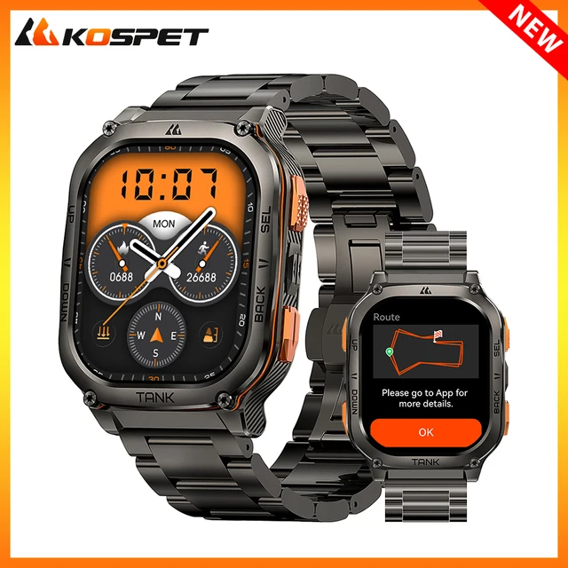 2025 New KOSPET TANK M3 Ultra GPS Smartwatch For Men Waterproof 5ATM AMOLED AOD 480mAh Digital Bluetooth Call Men's Watches