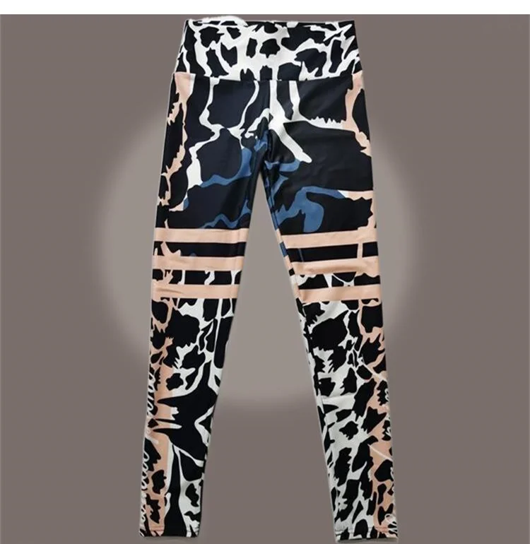 Slim Leopard Stripe 3D Print Women's Pants Push Up Running Sports Leggings Pants Female Casual Trousers Fitness Leggings nvgtn leggings