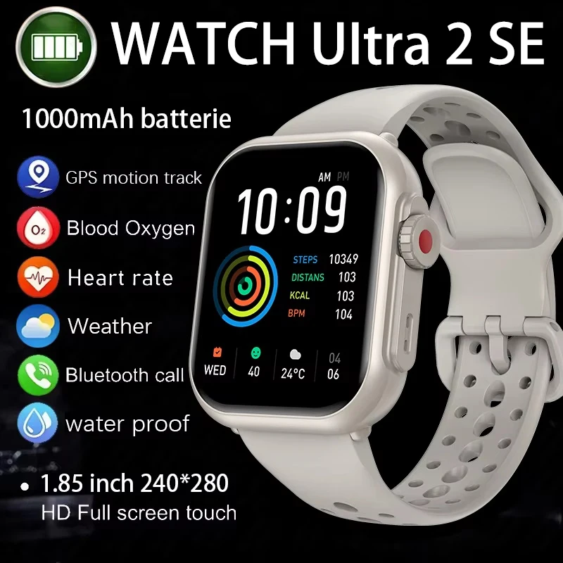 Bracelet connecté iOS Watch Ultra 2 SE - Écran AMOLED, GPS, 1000mAh, étanche sport - Homme femme