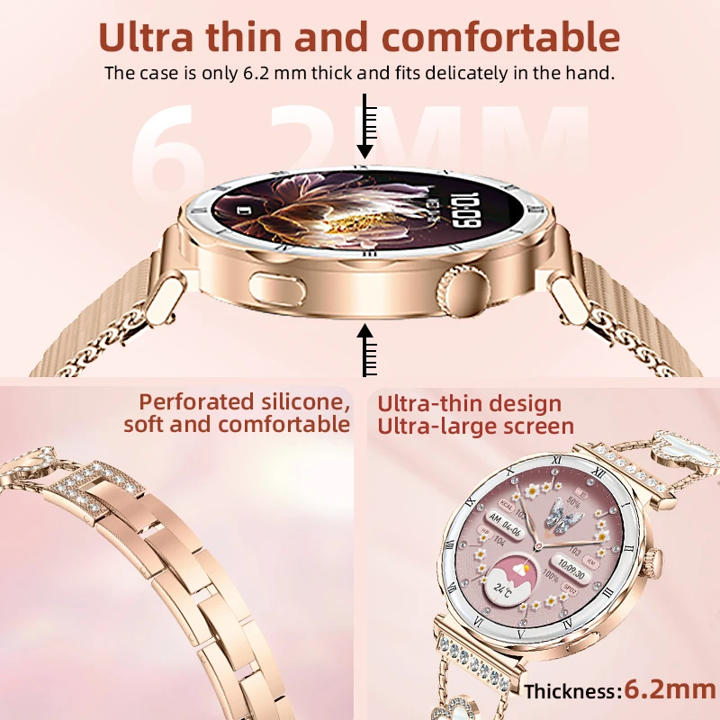 LIGE For Huawei Xiaomi Ultra Thin Smart Watch Women Screen Always Display Time Sports Bracelet Bluetooth Call AMOLED Smartwatch