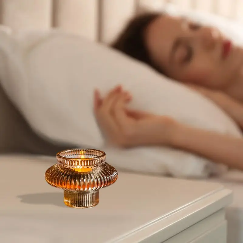 Reversible Glass Candle Holder Ribbed Candle Sticks Holder Decor Romantic Trendy Double Sided Candle Holder For Table - Image 3