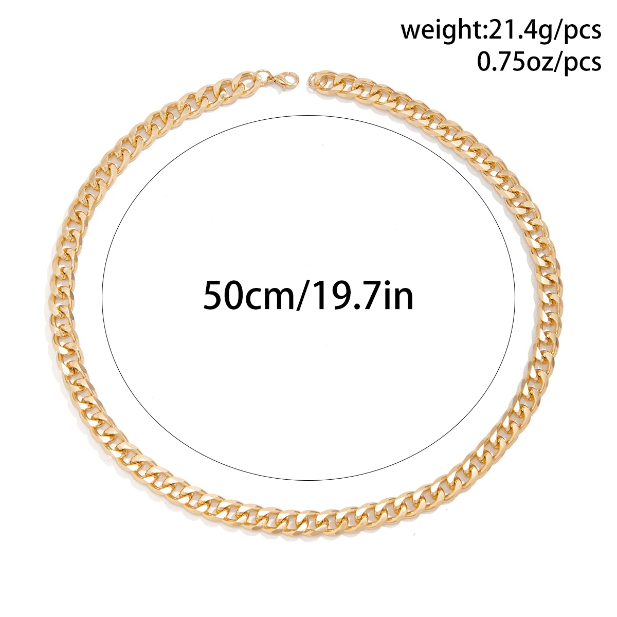 KunJoe Simple Cuban Chain Necklace for Men Gold Color/Black Metal Aluminium Chain On The Neck Choker Jewelry Party Male DIY Gift_voghion.com