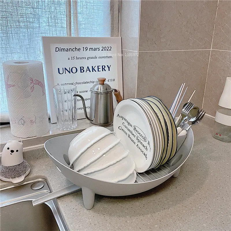 Household Bowl Rack Drain Basket Cup Rack Kitchen Fruit Food Storage Basket Countertop Storage Put Tableware
