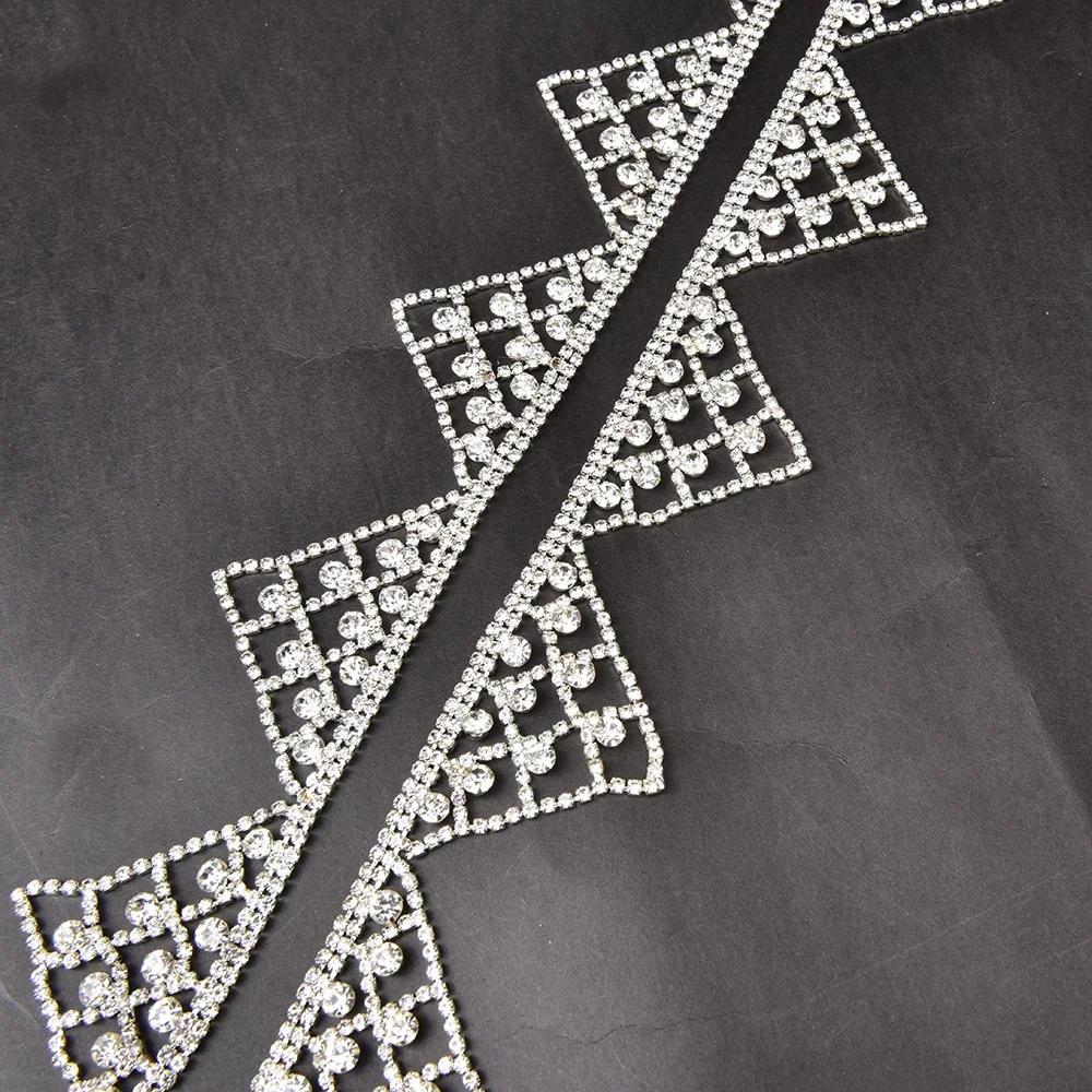 Description Picture 2 of itemGold and Silver Short Glass Diamond Tassel Chain Rhinestone Crystal Trim Fringe Sew on Wedding Dress Shoes Hats Bow Accessories