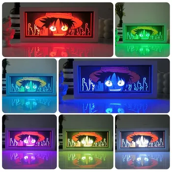 3D 애니메이션 LED 라이트 박스 원피스 기어 5 번째 태양신 니카 루피 조로 액션 피규어 장난감, 방 장식 테이블 램프, 어린이 선물