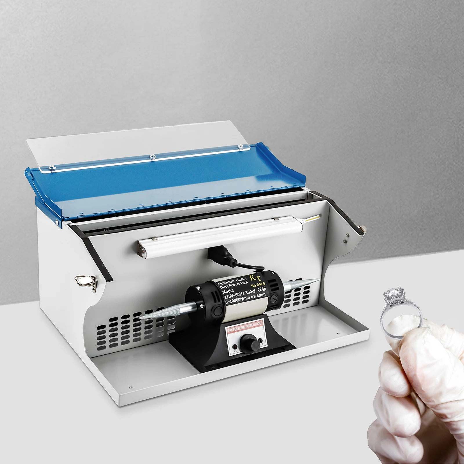 500W Jewelry Polishing Buffing Machine, Tabletop Dust Collector Polishing Machine Jewelry Buffing Machine, 0-10000 RPM