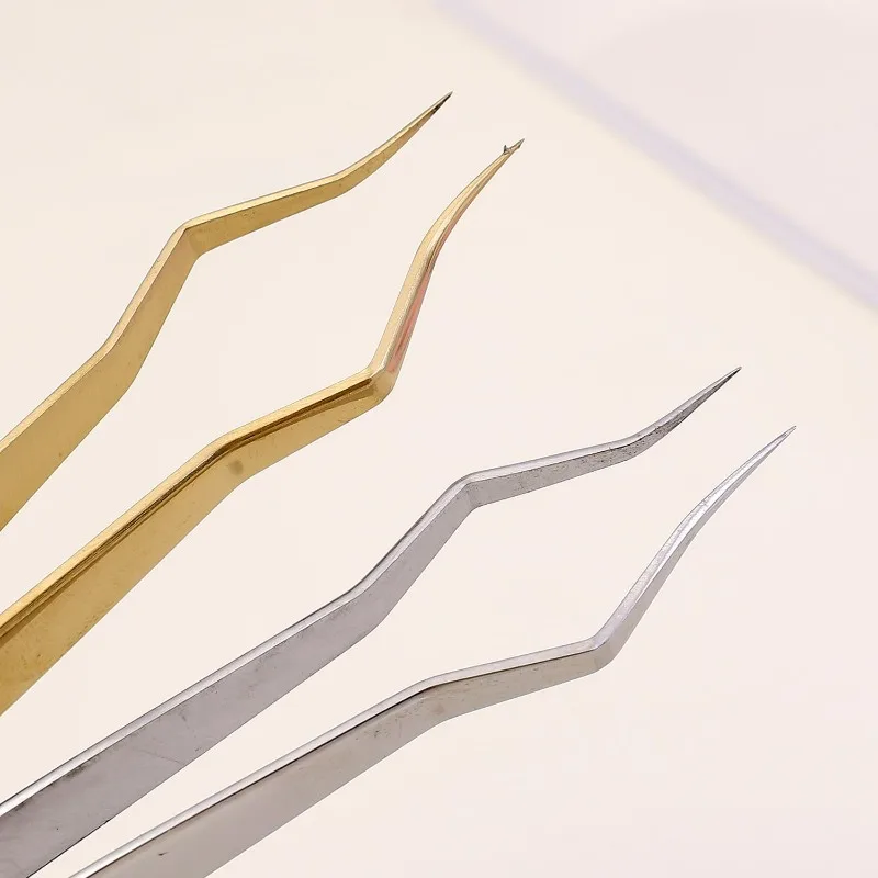 스테인레스 스틸 속눈썹 연장 핀셋 곡선형 팁 핀셋 속눈썹 애플리케이터 연장 용품 DIY 3D 6D 메이크업 뷰티 도구
