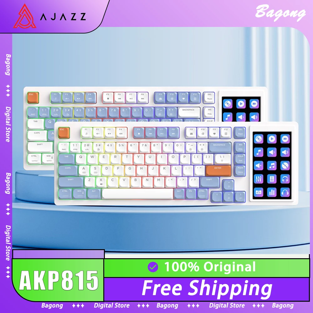 

Ajazz AKP815 Mechanical Keyboard LCD Screen RGB Backlight Custom Programming Wired Gaming Keyboard Gasket Pc Gamer Accessories