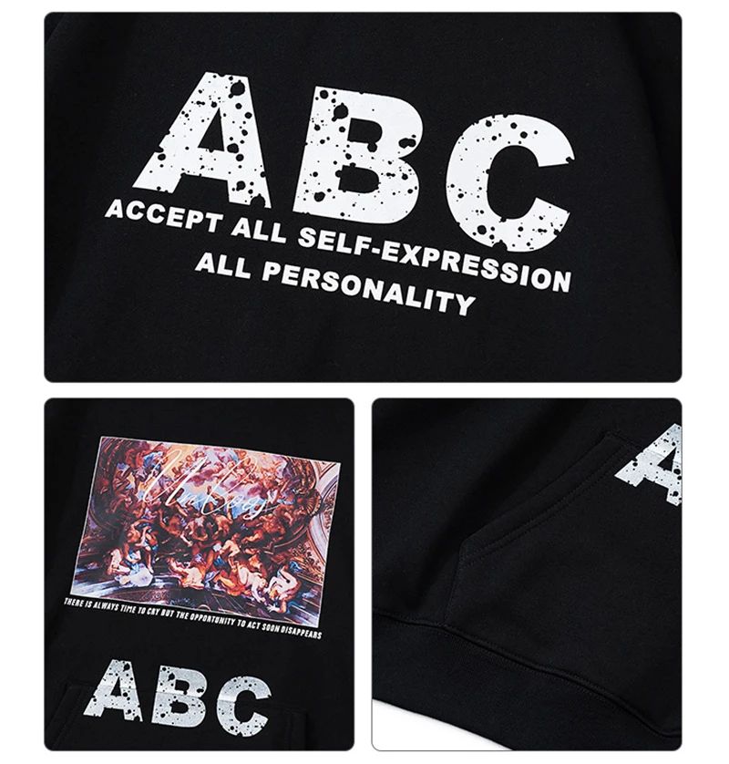 black sweatshirt New 2022 Trendyol Loose Hooded Hip Hop Streetwear 100% Cotton Soft Fleece Men/Women Hoodies Anime Printing Pullover Sweatshirts sun hoodie