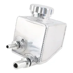 Sleek Silver Black Aluminum Power Steering Pump Fluid Reservoir Tank (Silver)