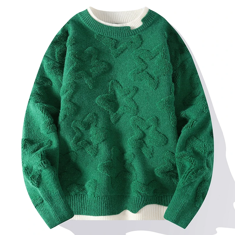 Top Grade Brand Luxury Wool Sweater Men New Fall Winter Fashion Star Printed Pullover Sweaters Thick Warm Mens Christmas Jumper 3