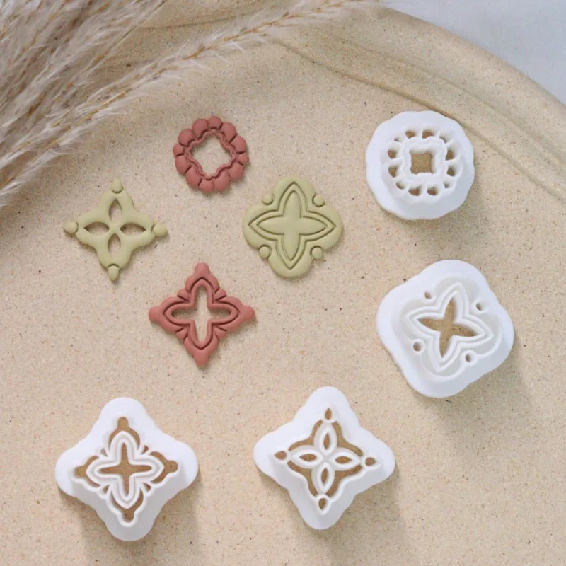 

Vintage Flower Polymer Clay Cutter DIY Creative Geometric Pattern Soft Pottery Earrings Ceramic Jewelry Pendants Clay Mold Tools