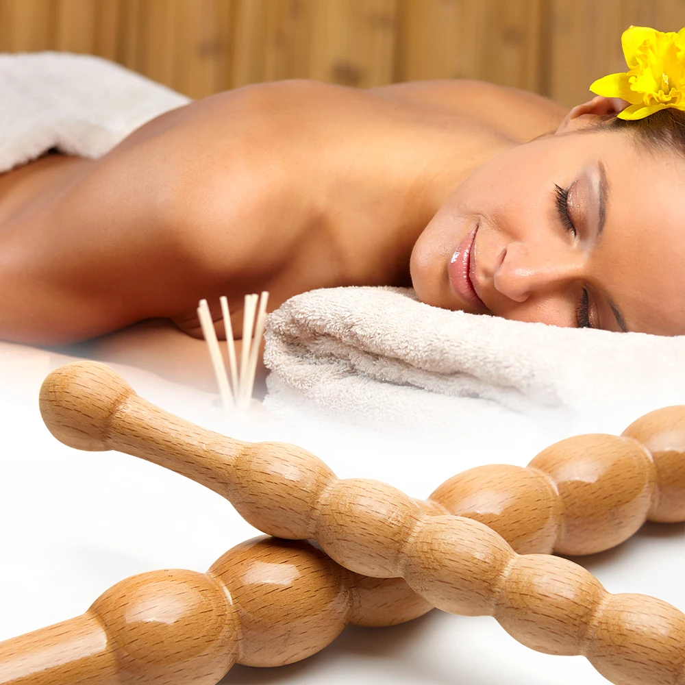 Bamboo Guasha Massage Stick Natural Bamboo Massage Stick Set Wood Therapy Anti-Cellulite Pain Relief Scraping Massager Relaxtion