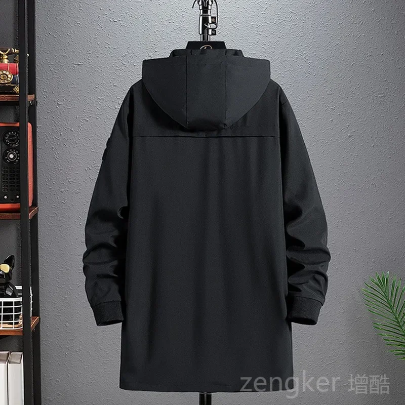 Plus size long windbreaker spring men's coat long section jacket For men 9XL 8XL men clothing Trench Coat Warmth Coat Waterproof Windbreaker Jacket Casual Men Jacket Outdoor Jackets