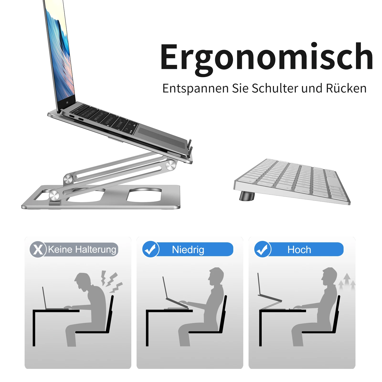 Eary Aluminum Metal Laptop Stand Ergonomic Foldable Height Adjustable Holder Ventilated Cooling Computer Base Desk Accessories