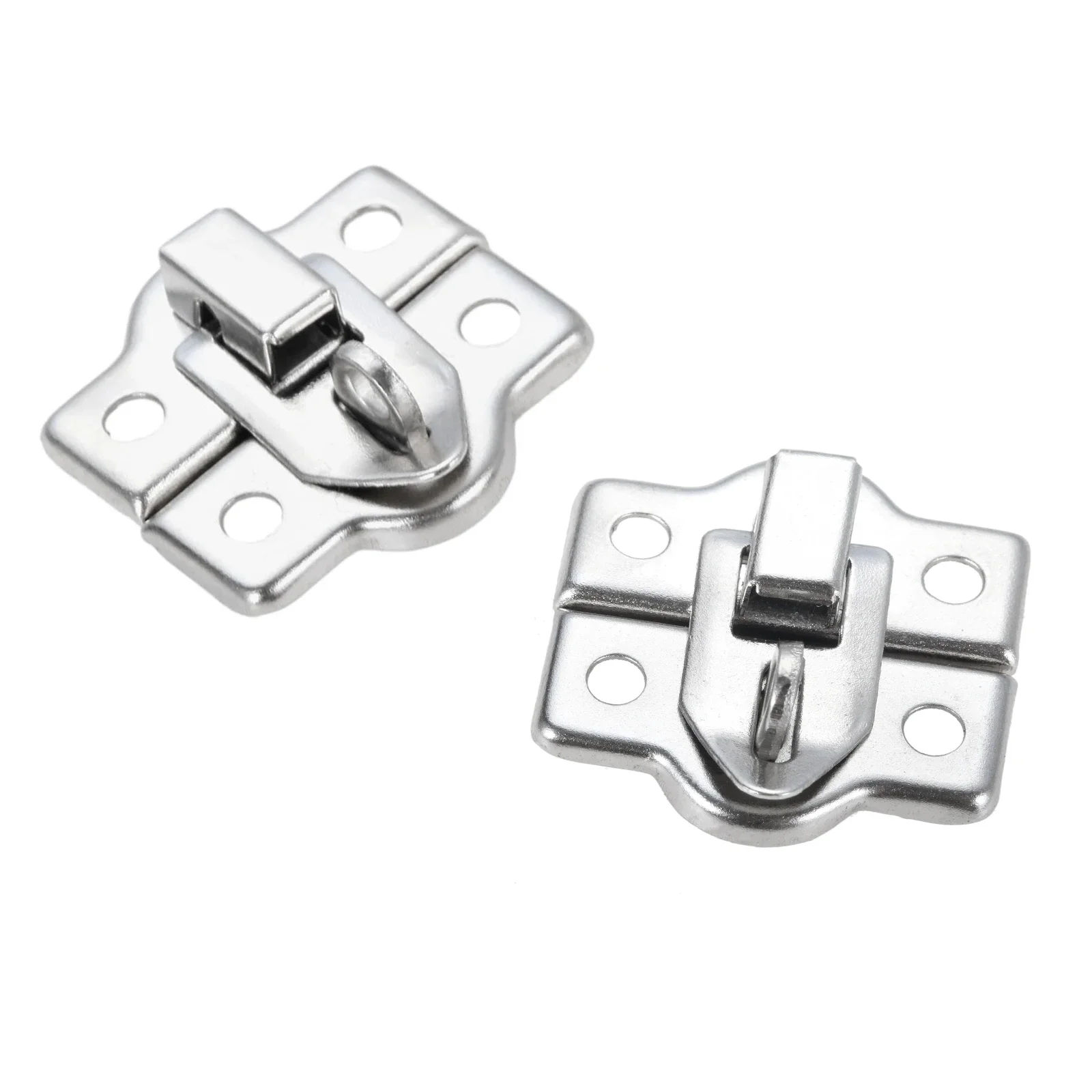 Silver Mini Jewelry Chest Gift Wine Wooden Box Case Toggle Latch Suitcase Hasp Hook Can Lock Lockable with Screws 26*28mm 4pcs