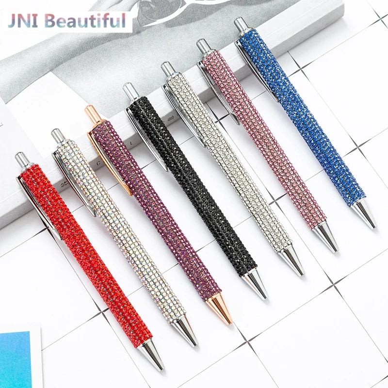 

1PC Press Metal Ballpoint Pens Diamond Multi-color Gift Pen Creative Office Supplies Student Stationary Supplies Accessory