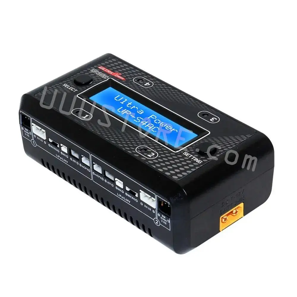 

UltraPower UP-S4AC 4x7W 1A AC/DC 1S-2S LiPO/LiHV 2S-6S NiMH/NiCd Battery Charger With SM XH Micro MX JST mCPX For RC Model