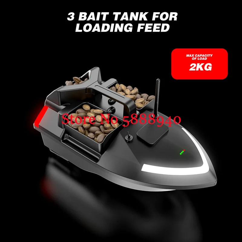 GPS Beidou Dual Positioning 3 Hopper Remote Control Bait Boat 500M 40Point GPS Auto Return Waterproof High Speed RC Fishing Boat 5