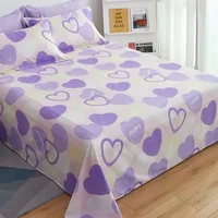 Purple Love Bed Sheet Set with 2 Pillowcases Simple Letter Design Soft Comfortable Bedding Set for Kids Adults Room Decoration 2