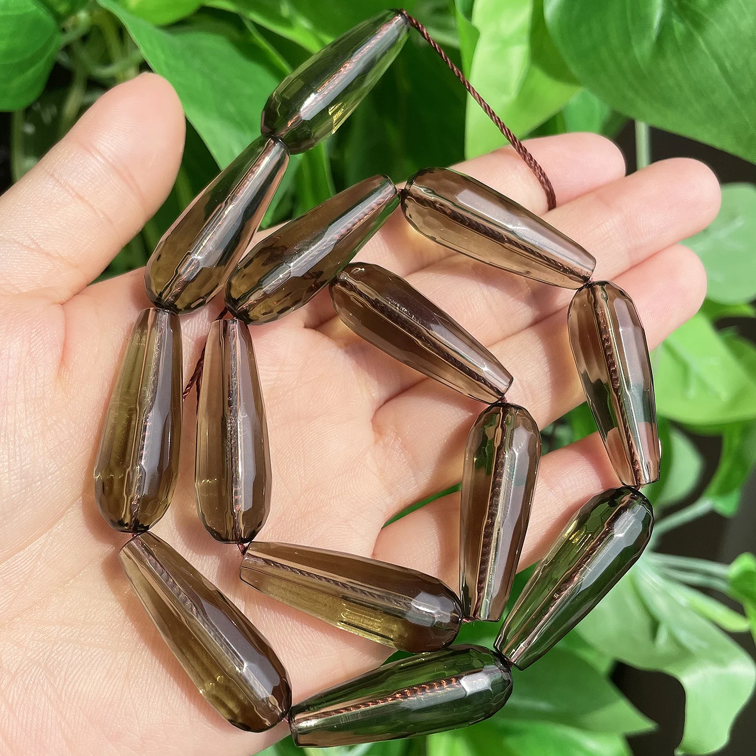 10x30mm Facettierte Wassertropfenform Stein Natürlicher Rauchquarz Angelite Granat Achate Lose Perlen für Schmuckherstellung DIY Armband – Detail 10
