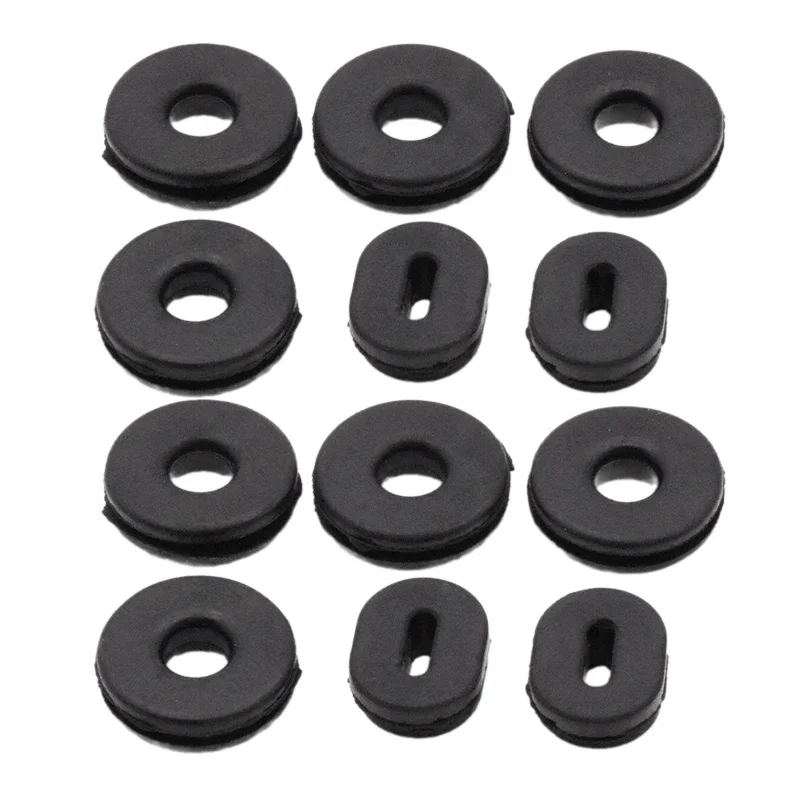 12-Piece Black Rubber Grommet Set for Motorcycle Body Side Cover