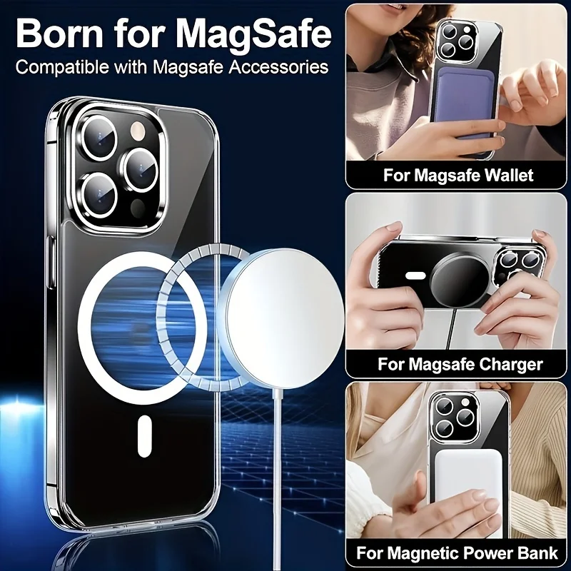 Clear Phone Case with Screen Protector for Magnetic Wireless Charging