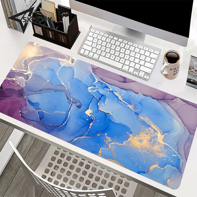 Mousepad de Mármore Macio para Gamer Desktop Mouse Pad Almofadas de Teclado Tapete de Escritório Tapetes de Mesa Tapete de Computador Moda Xxl Novo - Imagem 5