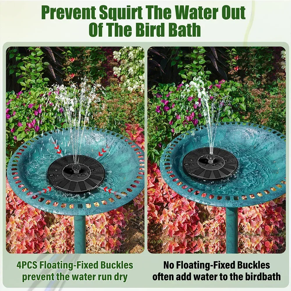 Solar Fountain Bird Bath Fountains Pump Upgraded Solar Powered Water Fountain with 7 Nozzles for Garden Pond Outdoor