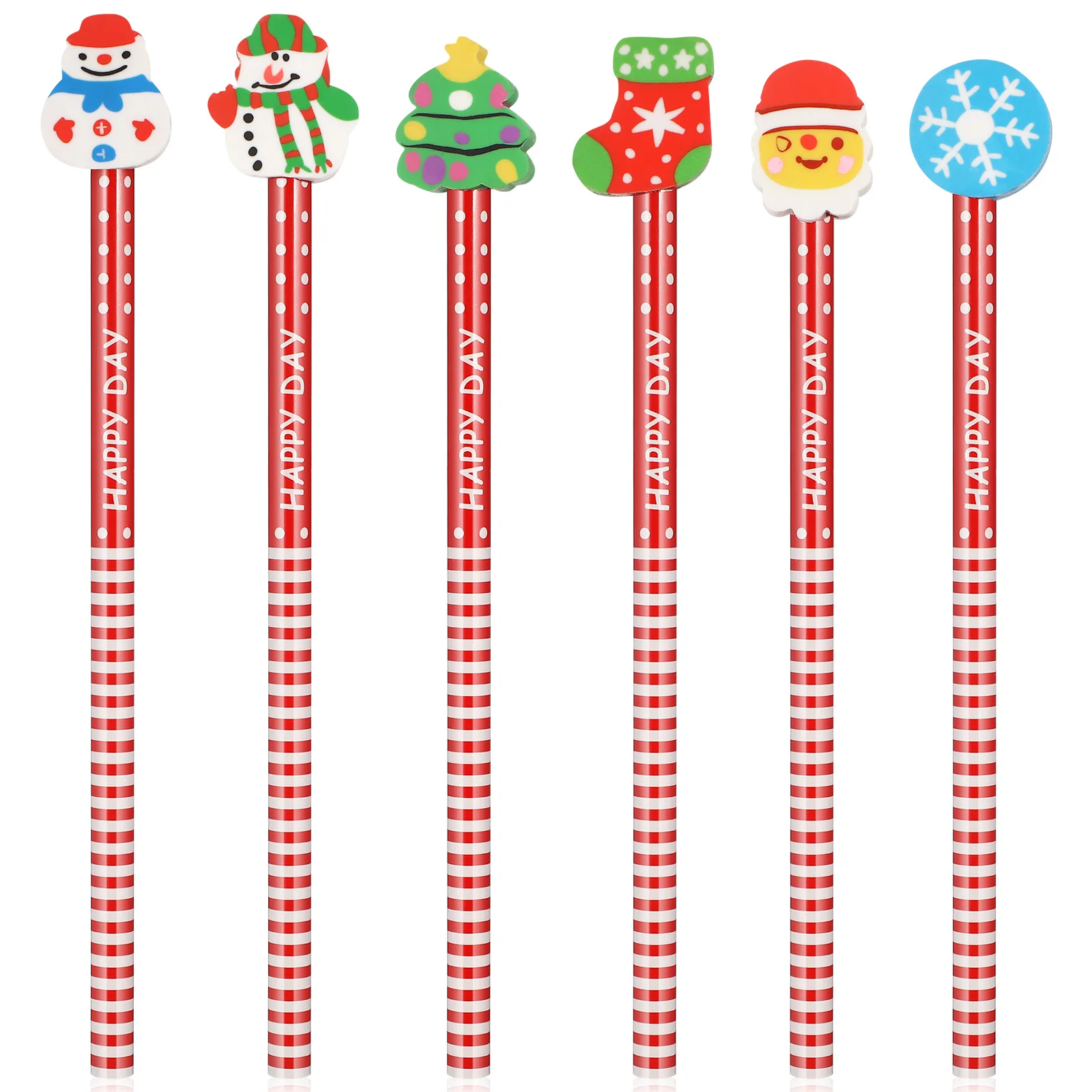 Chrsitmas Goodie Bags Fillers Cartoon Christmas Pencil Erasers for Kids Xmas Gift