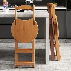Bamboo Bar Chair-Natural Portable Folding Dining Chair Kitchen Backrest Semi-bar Chair Tall Counter Stools For Living Room