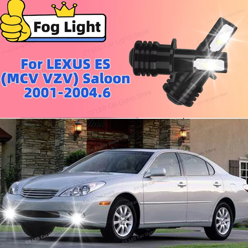 2개 6000K LED 안개등 전구 20000LM 화이트 12V 자동차 램프 렉서스 ES MCV VZV 세단 2001 2002 2003 2004.6 눈부심 방지