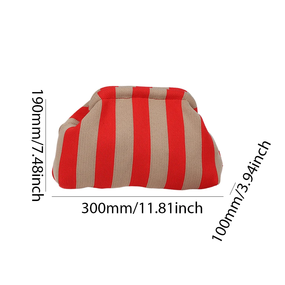 Women Knit Stripe Purse Contrast Color Small Crochet Handbag Casual Colorblock Bag Woven Bag for Female