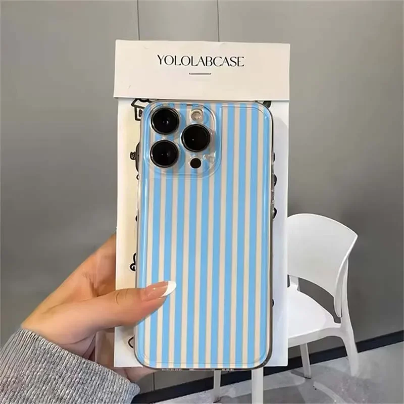 Enhanced Transparent Fresh Vertical Stripe Thin Cover Case