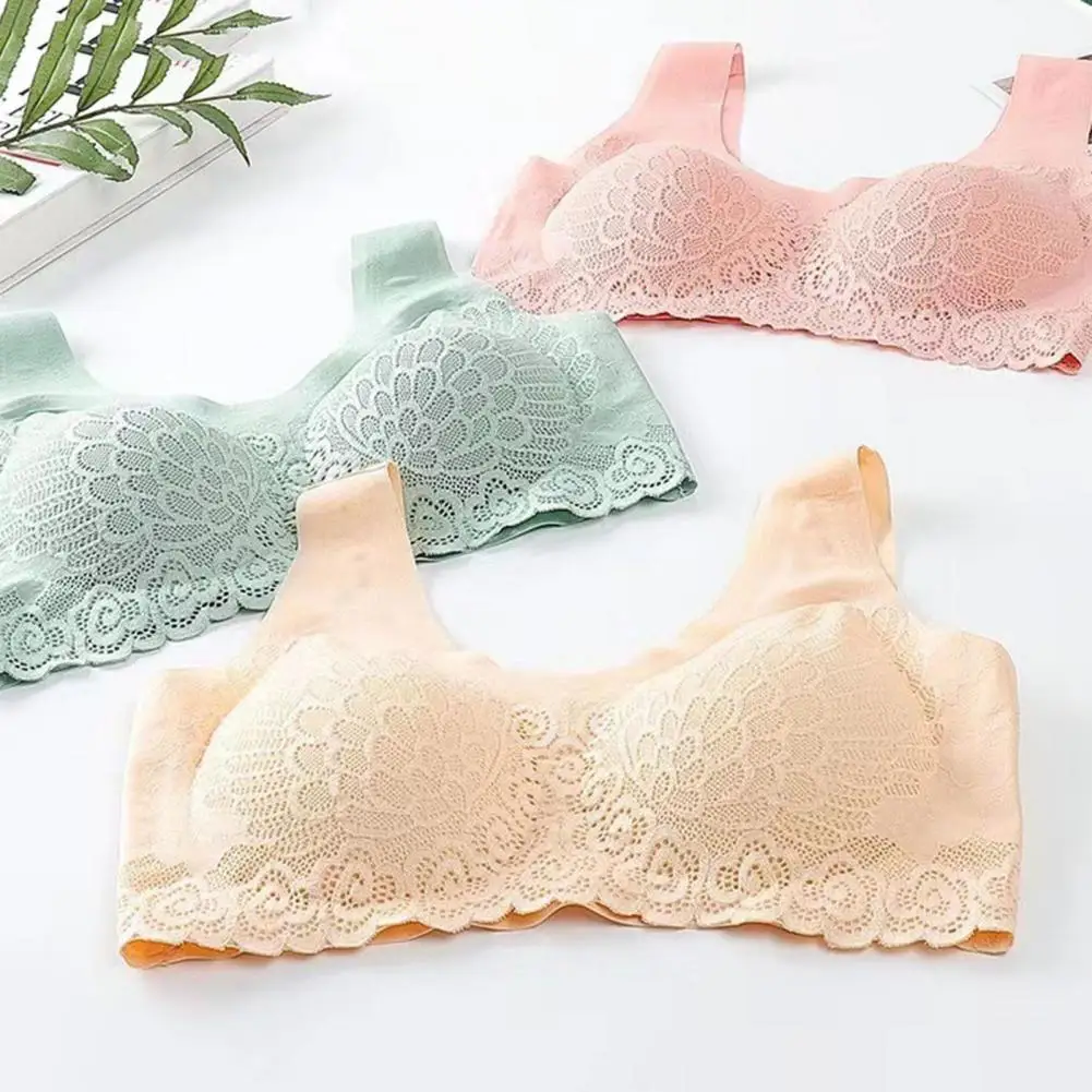 

Женский спортивный бюстгальтер, бесшовный Женский спортивный бюстгальтер со съемными подкладками, мягкий эластичный Кружевной декор, дышащая поддержка груди, не для ежедневного ношения