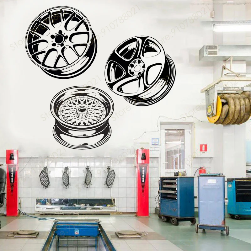 Car Rims Stickers Car Auto Service Garage Decoration Decals Rim Shop