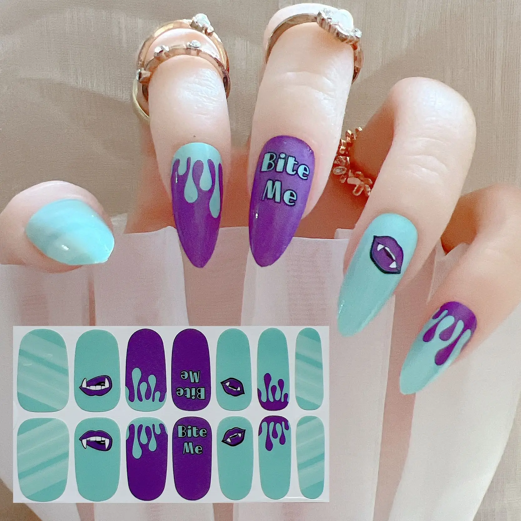 1PC Nail Art Full-Cover Sticker Halloween Ghost Witch Skull Sticker Nail Strips Wrap YMY3141-3151