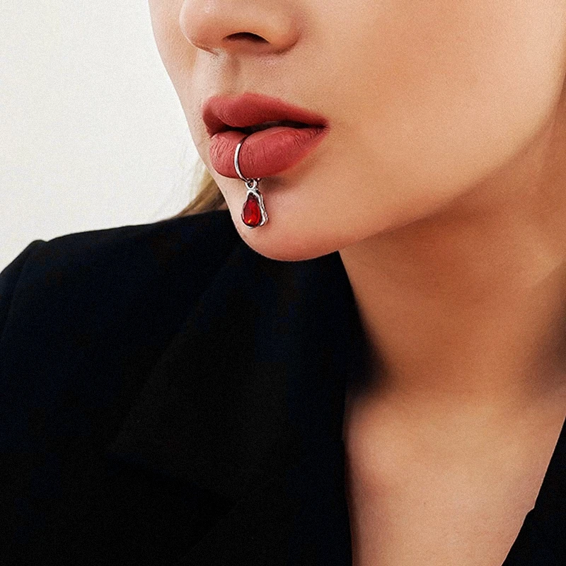 Faux Anneau de Jules en Acier Inoxydable, Clips de Lèvres, Faux Piercing Septum, Anneau en Antarctique, exacjon de Labret, Manchette Non Percée, Bijoux de Corps, réinitialisation sur la Bouche