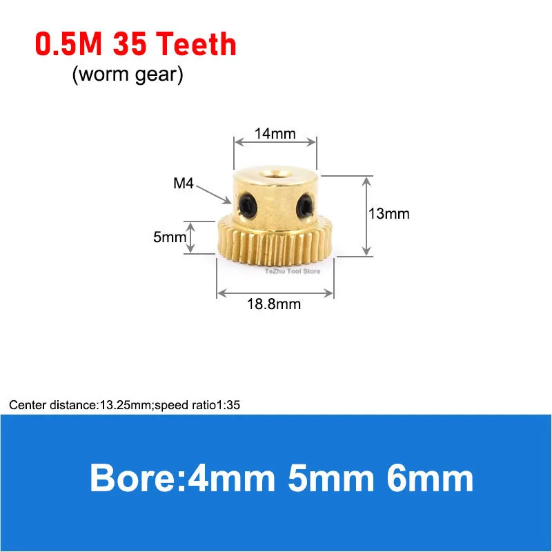 Description Picture 5 of item1Pcs 0.5M 20T-60T Brass Worm Gear Wheel Stainless Steel Worm Rod 0.5 Modulus 20 Teeth-60 Teeth Worm Gear Bore 4/5/6mm