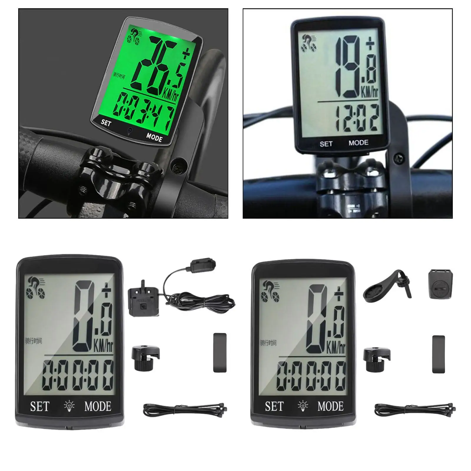 Bike Computer with 3'' Large LCD Display Compact Cycling Computer Odometer Bike Computer with 3'' Large LCD Display Compact Cycling Computer Odometer
