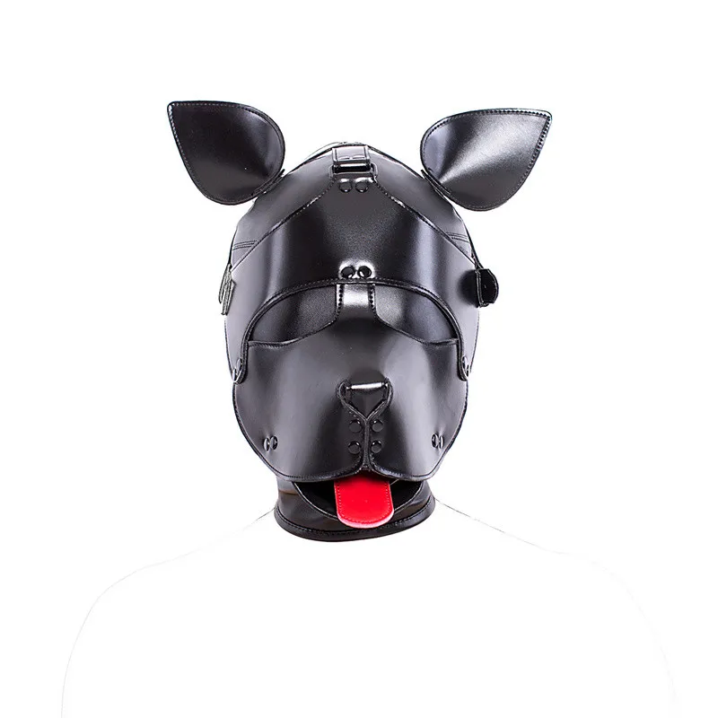 

Bdsm Bondage Dog Mask with Leather Hood Fetish Slave Restraint Mask Sex Toy for Male Female Halloween Cosplay Headgear SM Erotic