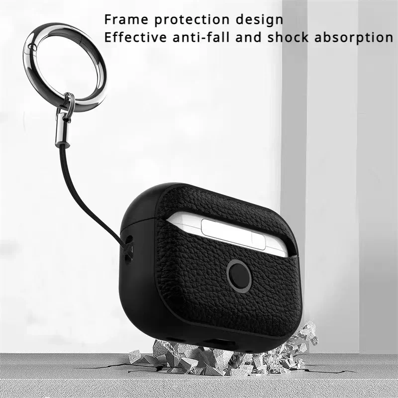 TPU-Lederhülle für AirPods 4 3 2 1 Kopfhörer Schutzhüllen für Apple Air Pods Pro 1. 2. Generation Abdeckung Headset-Schale mit Haken – Detail 4