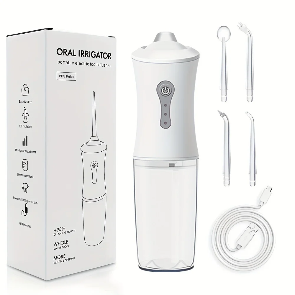 4 In 1 Water Flosser For Teeth, Cordless Water Flossers Irrigator With DIY Mode 4 Jet Tips, Tooth Flosser, Portable And Recharg